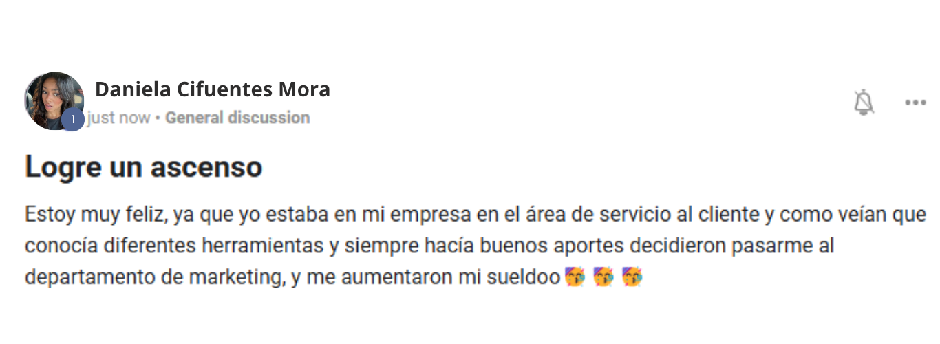 Testimonio de Daniela Cifuentes Mora: logró un ascenso